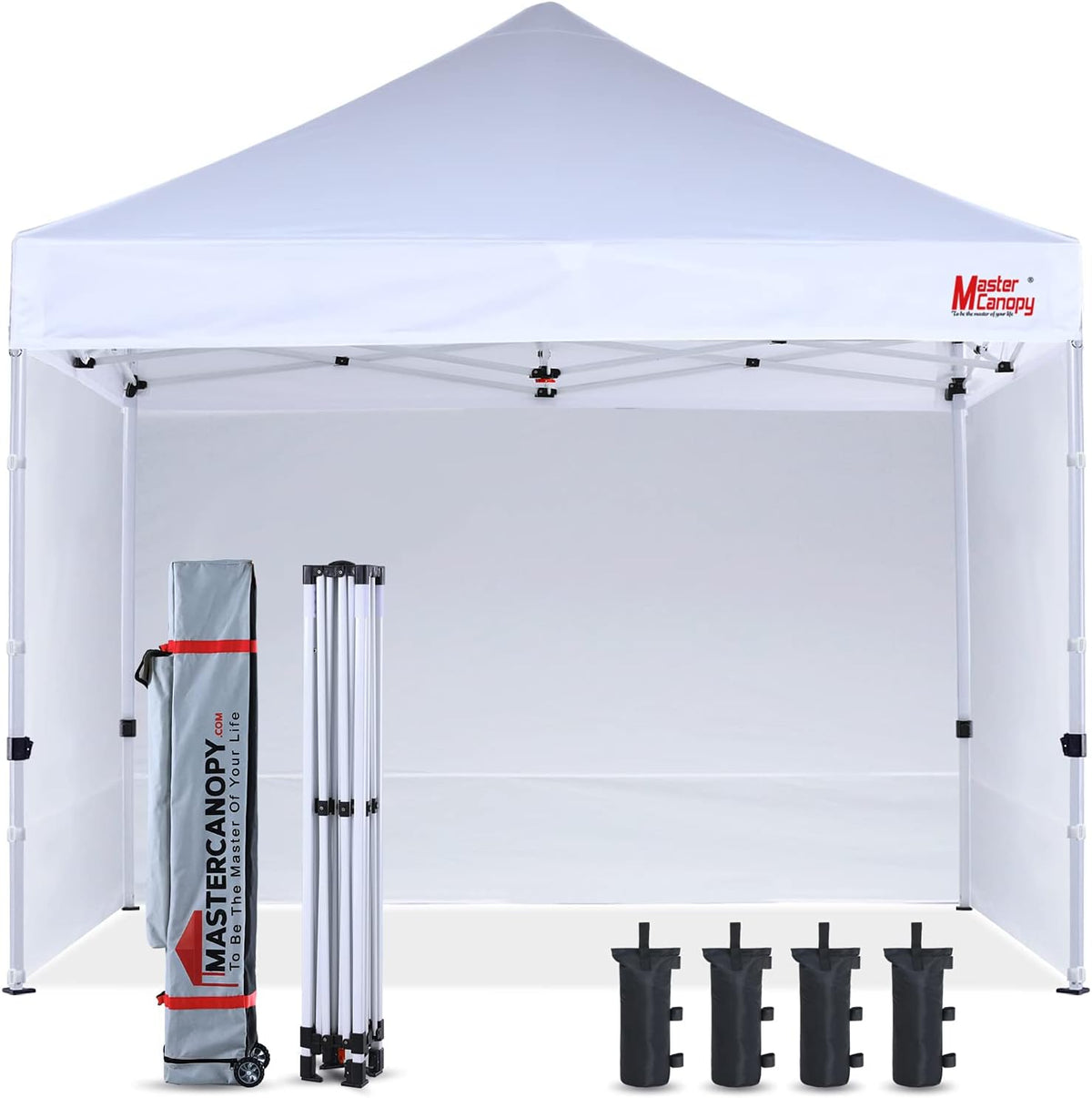 Pop-up Canopy Tent 10x10 with 4 Removable Side Walls and Roller Bag X43695
