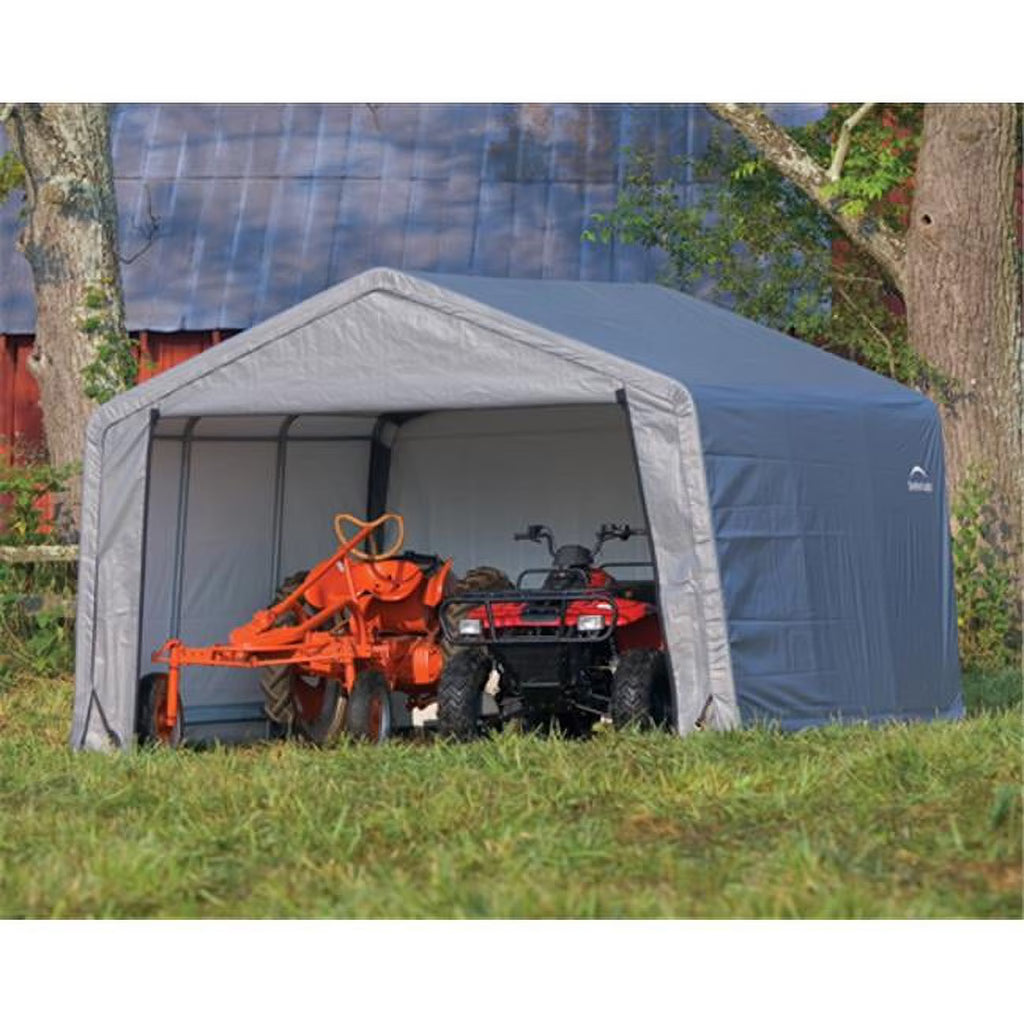 12-12-8 Peak Style Storage Shed Grey Cover N134