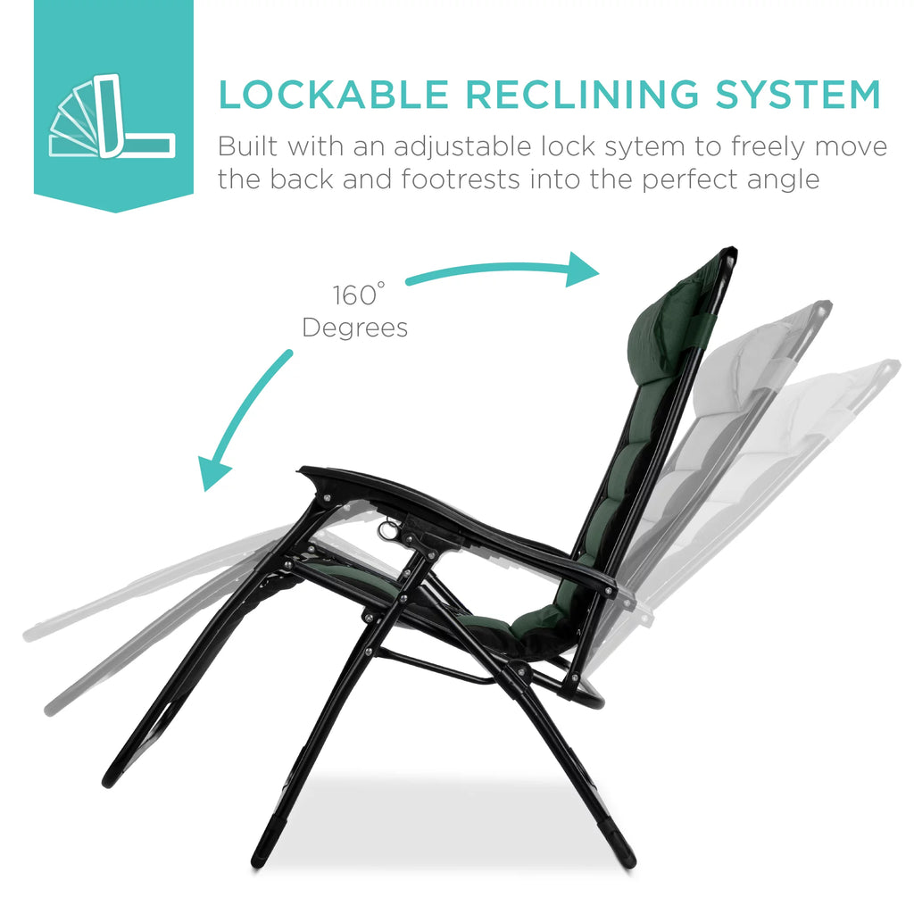 Oversized Padded Zero Gravity Folding Outdoor Recliner K547