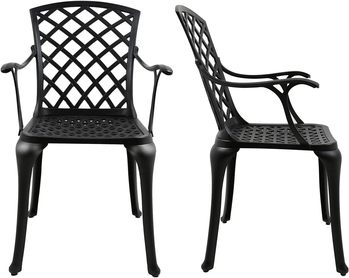 Black Cast Aluminum Outdoor Dining Arm Chairs, Set of 4 Q834627