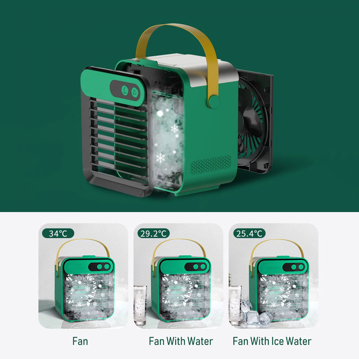 Air Conditioner Fan with Phone Holder Mirror 180mL 3 Speeds USB G446471