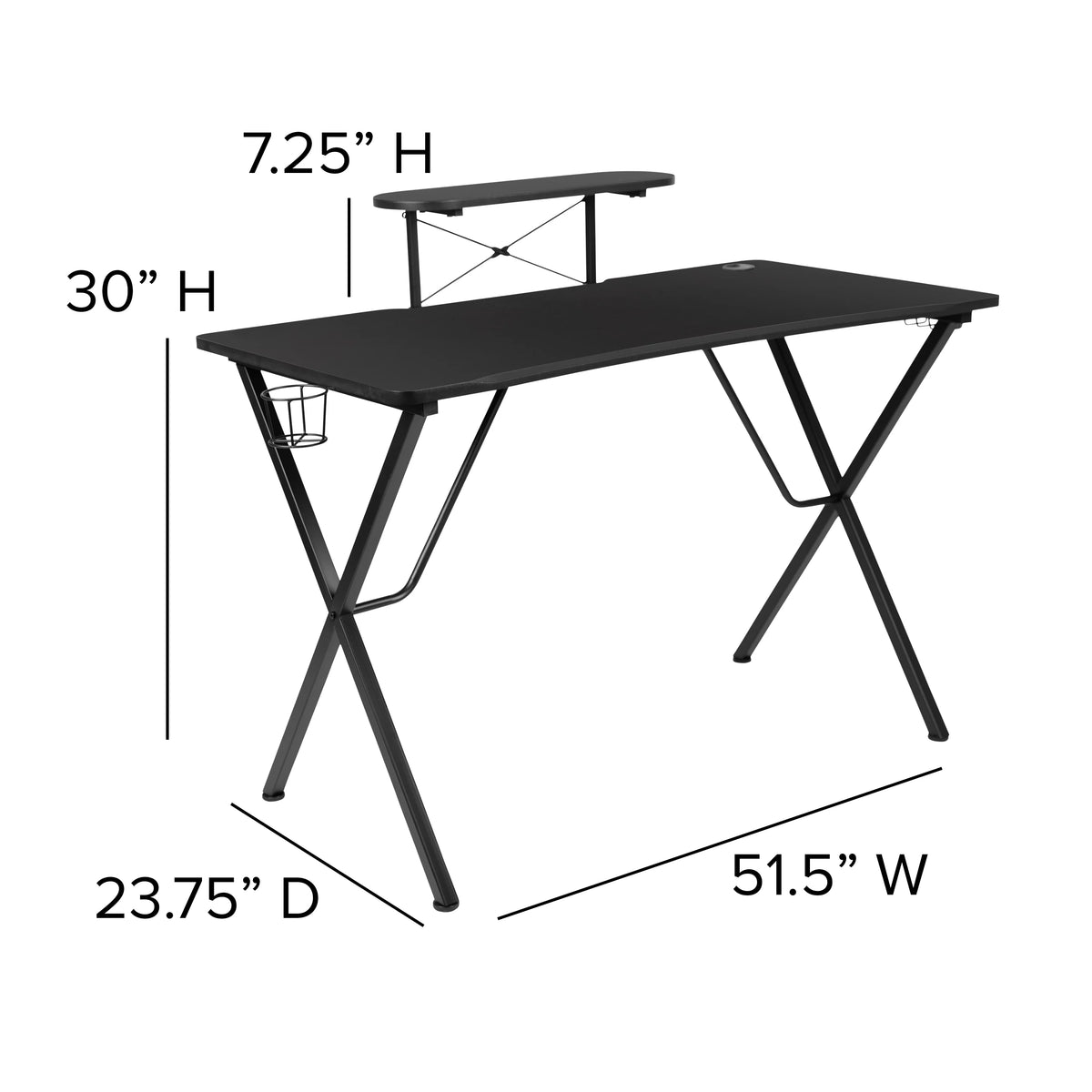 Black/Orange Gaming Desk Set with Cup Holder T87816
