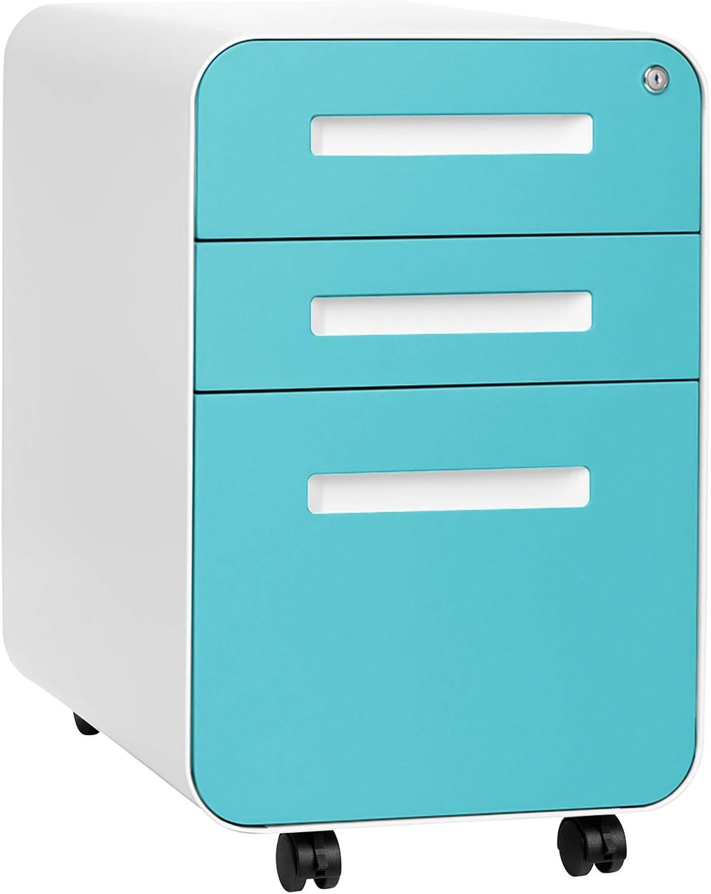 3-Drawer Mobile File Cabinet Orange Faceplate I9747