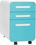 3-Drawer Mobile File Cabinet Orange Faceplate I9747