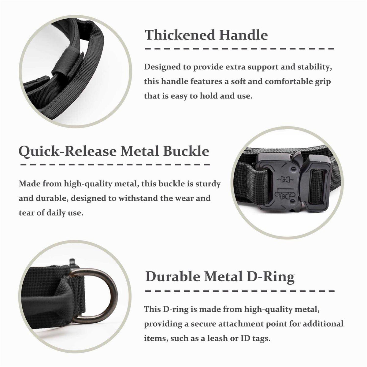 Adjustable Nylon Tactical Dog Collar with Control Handle O344370