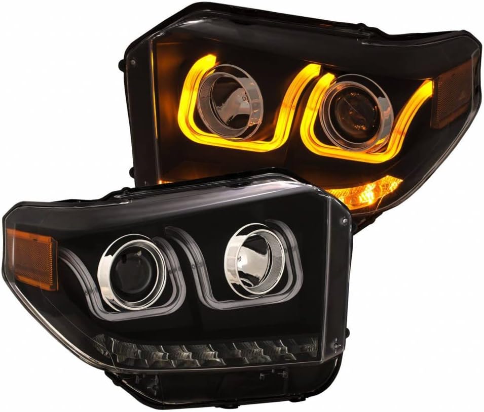 Projector Headlights with U-Bar Switchback Black S7496