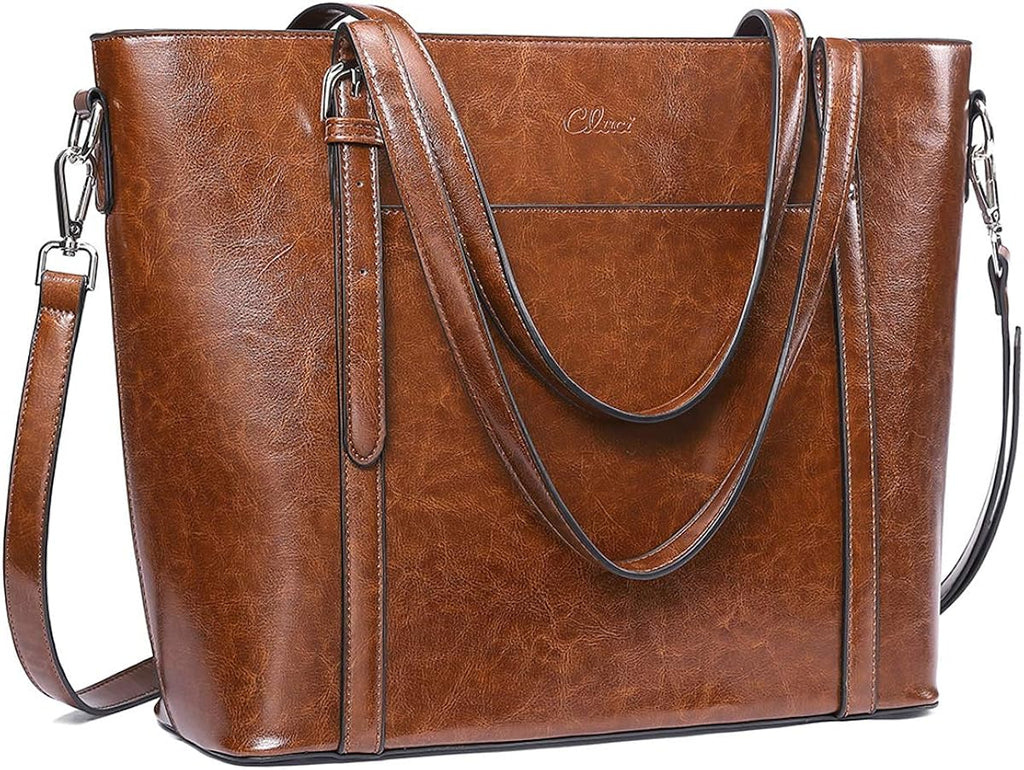 Vintage Leather Large Work Briefcase Tote Shoulder Bag P1911