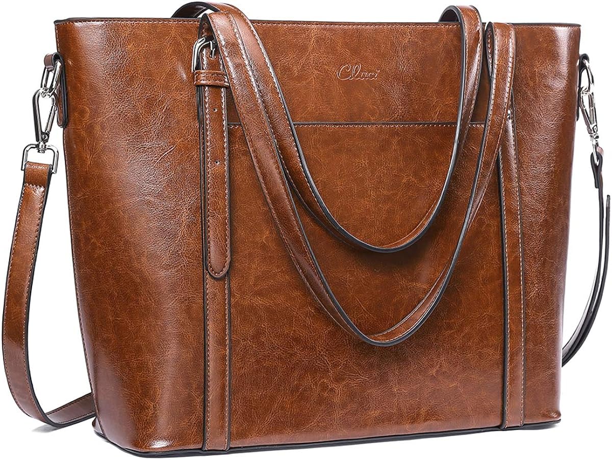Vintage Leather Large Work Briefcase Tote Shoulder Bag P1911