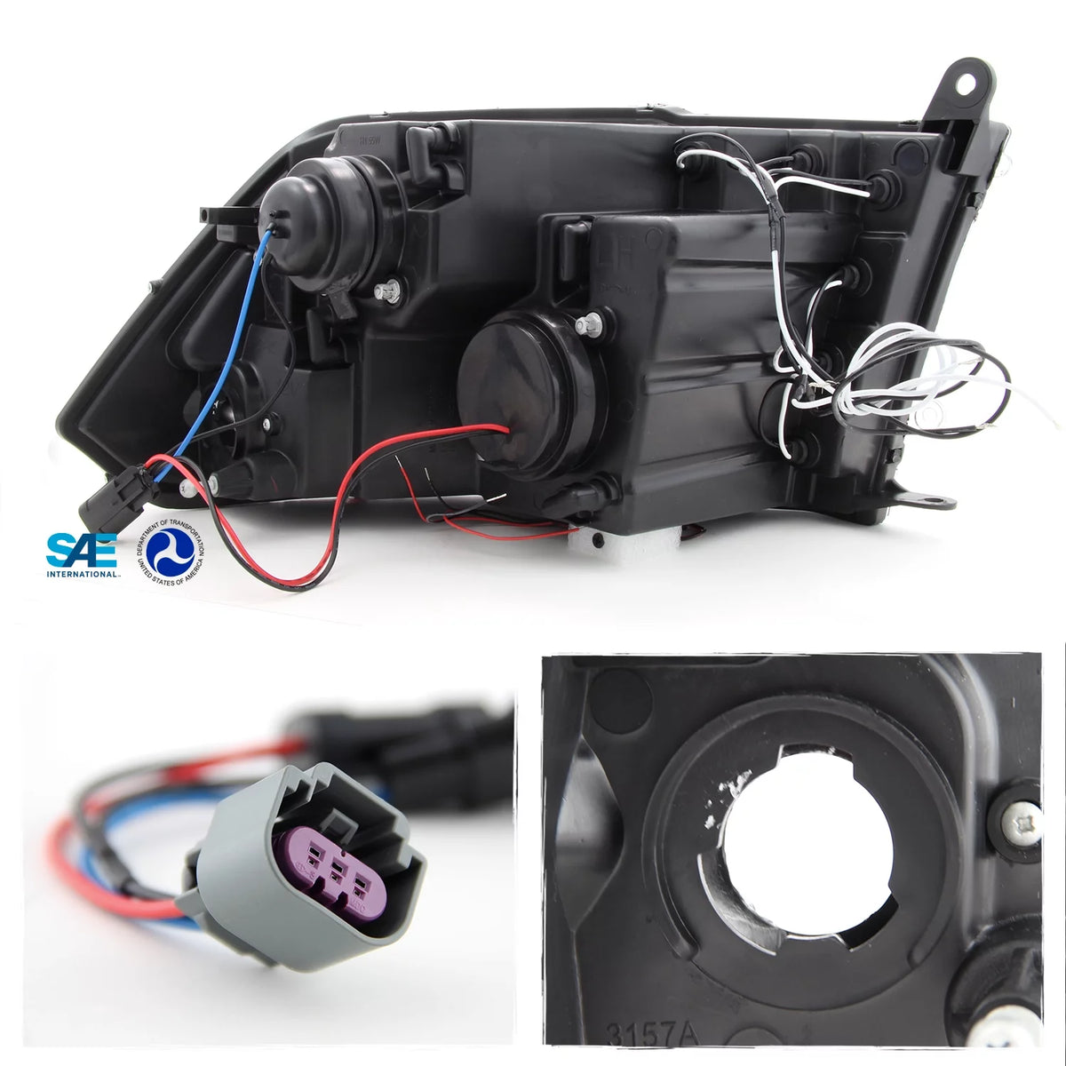 For 2009-2018 Dodge Ram Black Housing LED Projector Headlights + Smoke Lens Tail Lights P894014