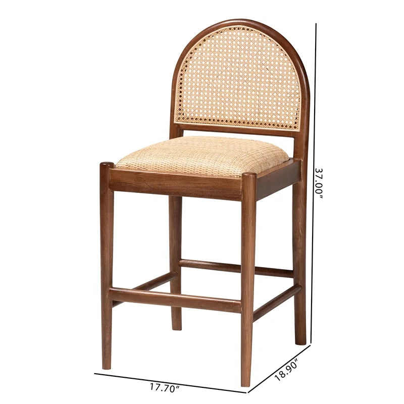 Natural Rattan and Acacia Wood Counter Stool L58603