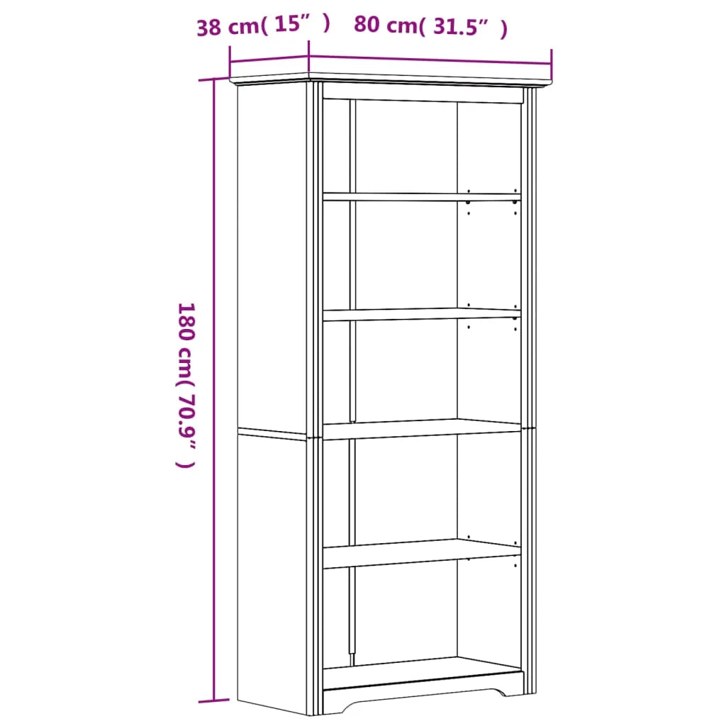 Brown 5-Tier Solid Wood Pine Bookcase C161551