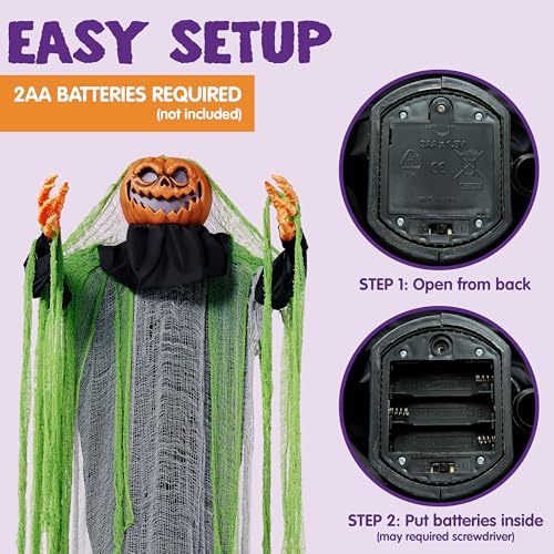 72" Animated Witch Halloween Decoration with LED Eyes and Sound V6743