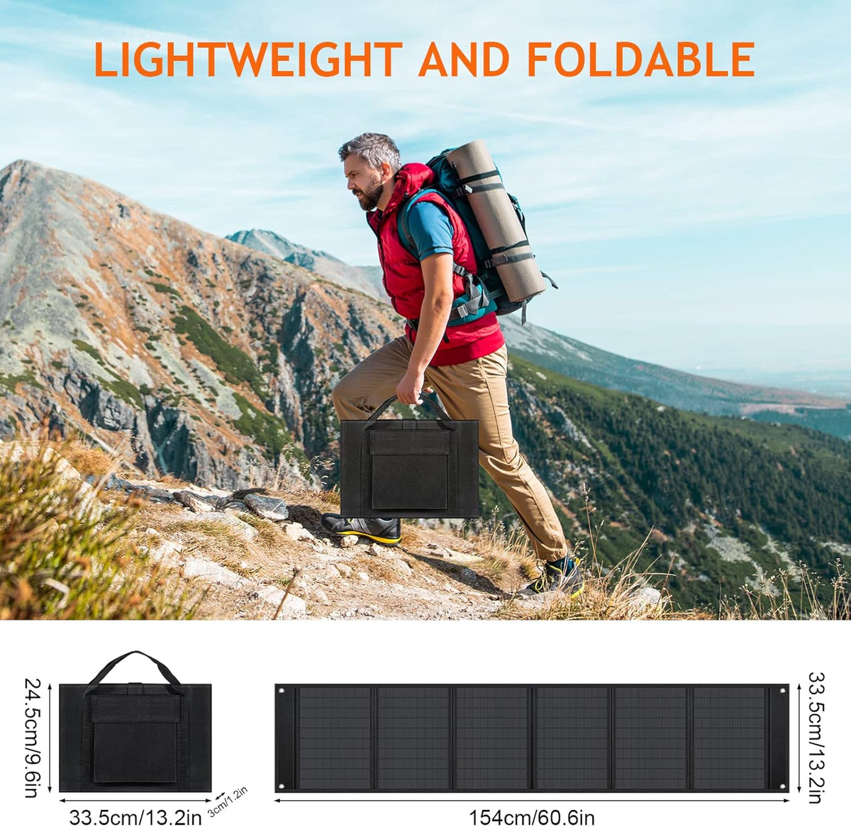 75W Foldable Solar Panel Kit with 18V DC and 2 USB Port I320