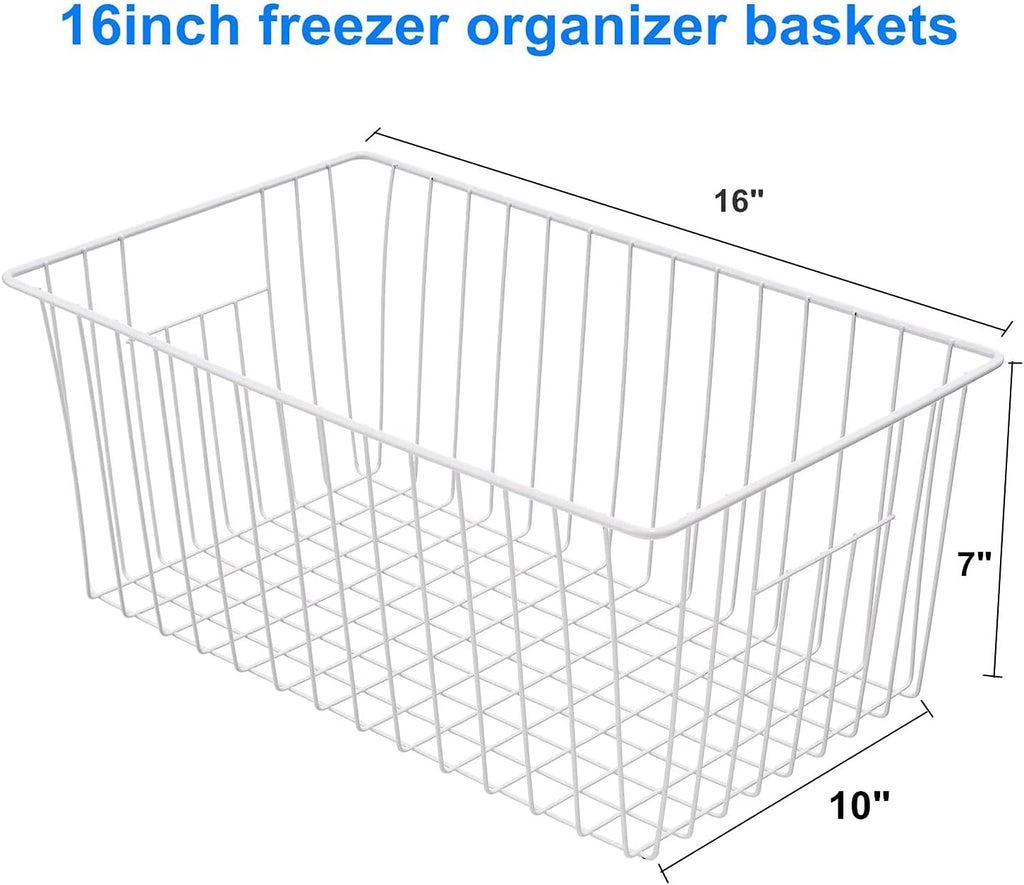 16inch Freezer Wire Storage Organizer Baskets with Built-in Handles (3) Y32450