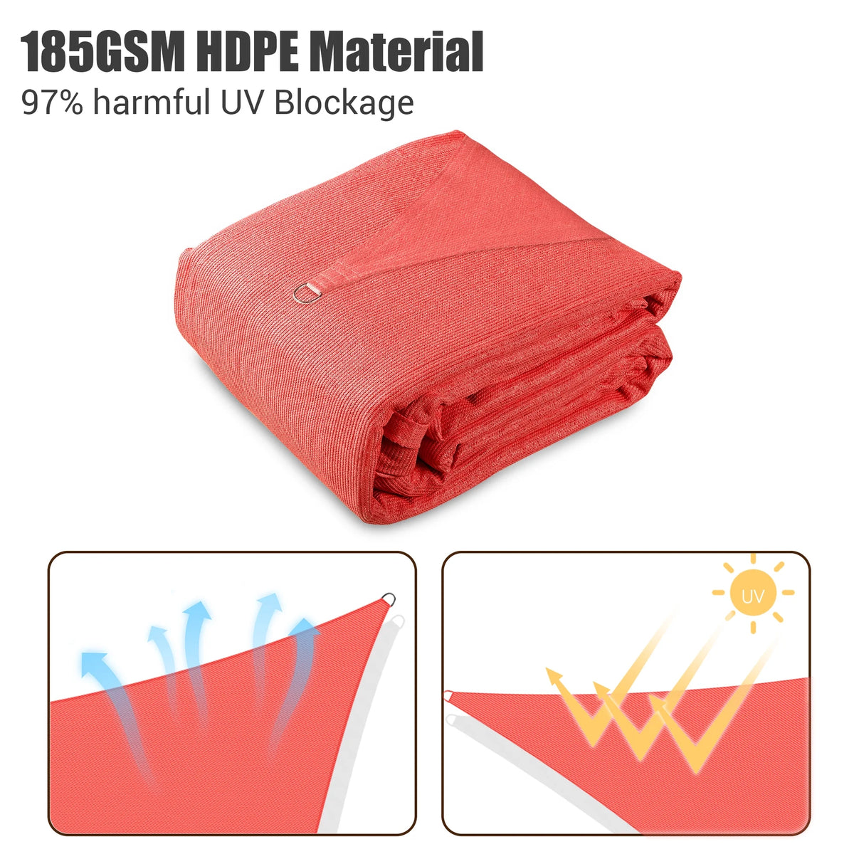 19x13Ft 97% UV Block Rectangle Sun Shade Sail Watermelon Red J900686