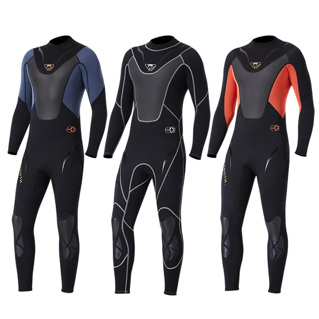 Men 3mm Neoprene Full-body Wetsuit with Back Zipper G48772