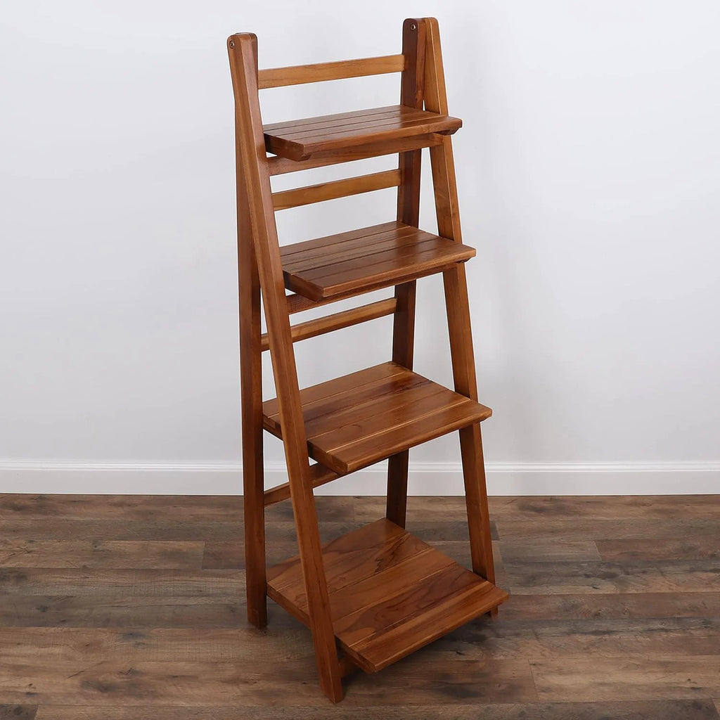 Teak Wooden Ladder Bookshelf B657