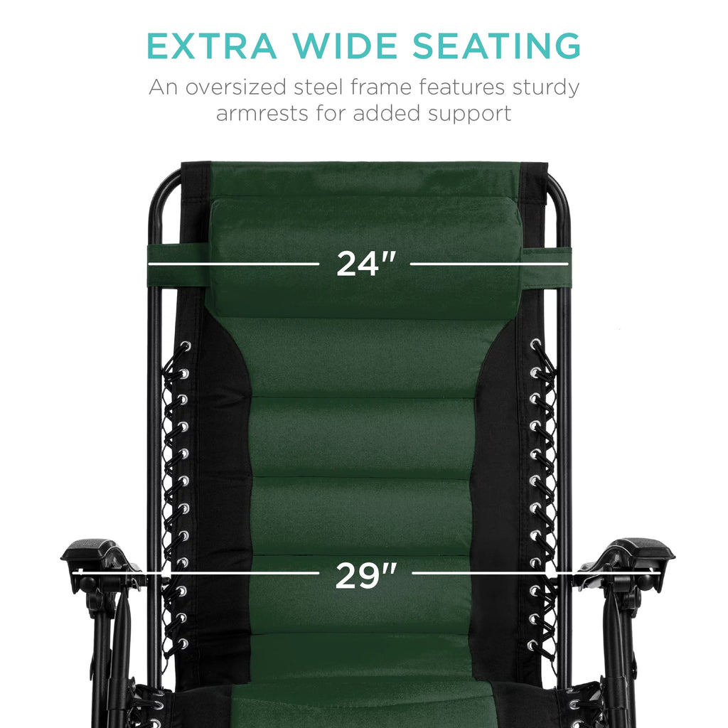 Oversized Padded Zero Gravity Folding Outdoor Recliner K547