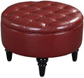 Faux Leather Round Ottoman with Tray Top S16252