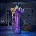 72" Animated Witch Halloween Decoration with LED Eyes and Sound V6743