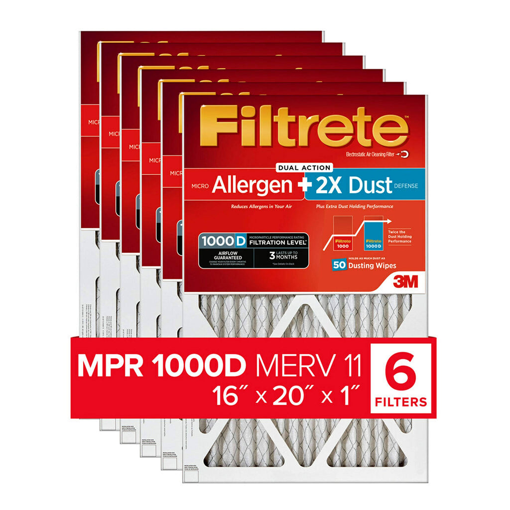 16x20x1 MPR 1000D Micro Allergen Plus DUST Air Filter, 6-Pack O41105