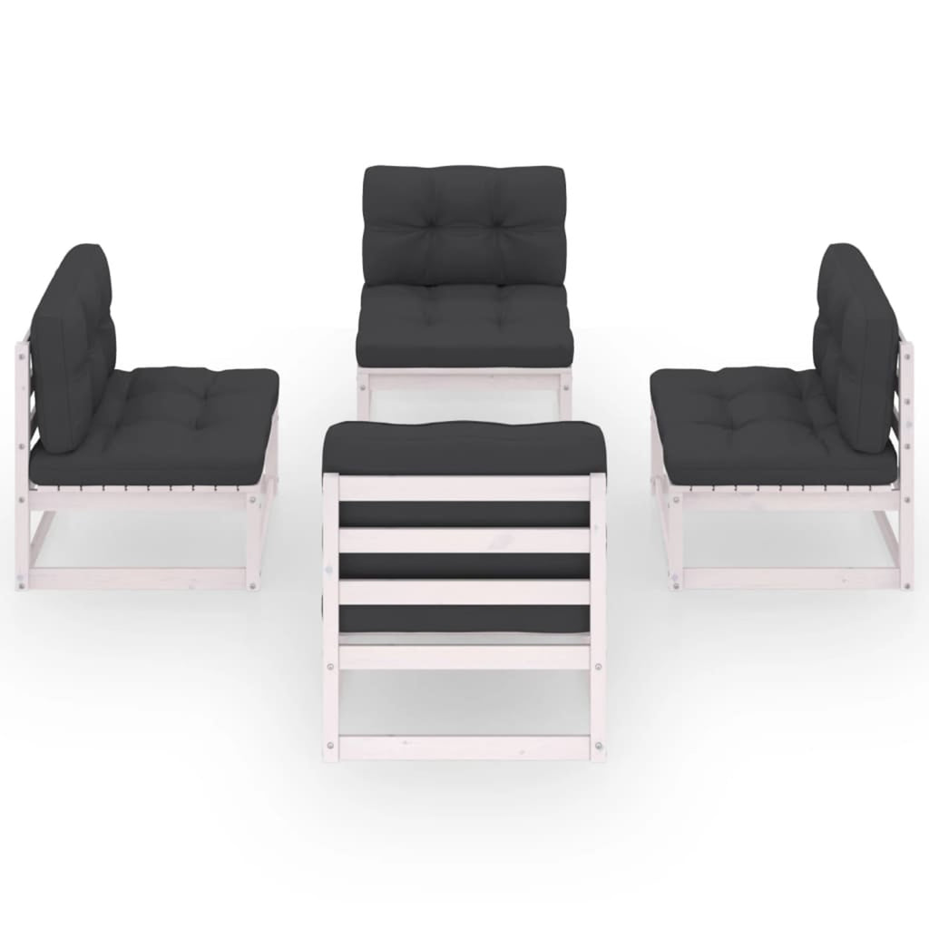 4 Piece White Pinewood Sectional Sofa Set with Cushion C230