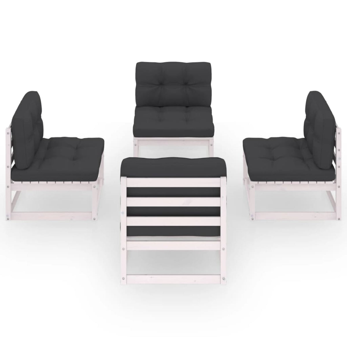 4 Piece White Pinewood Sectional Sofa Set with Cushion C230