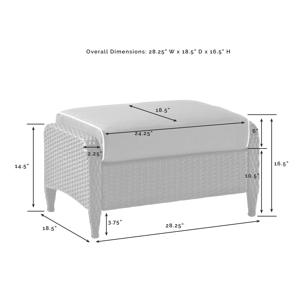 Sangria Red Outdoor Wicker Ottoman N7008