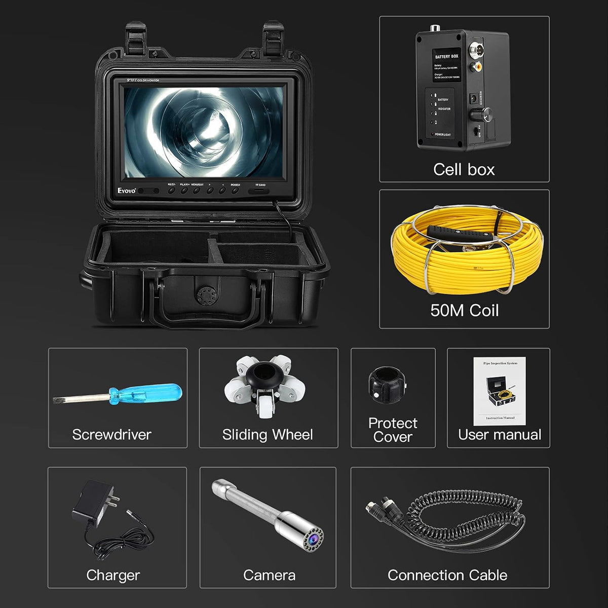 23mm HD 720P Sewer Camera with 9 LCD Monitor V717437