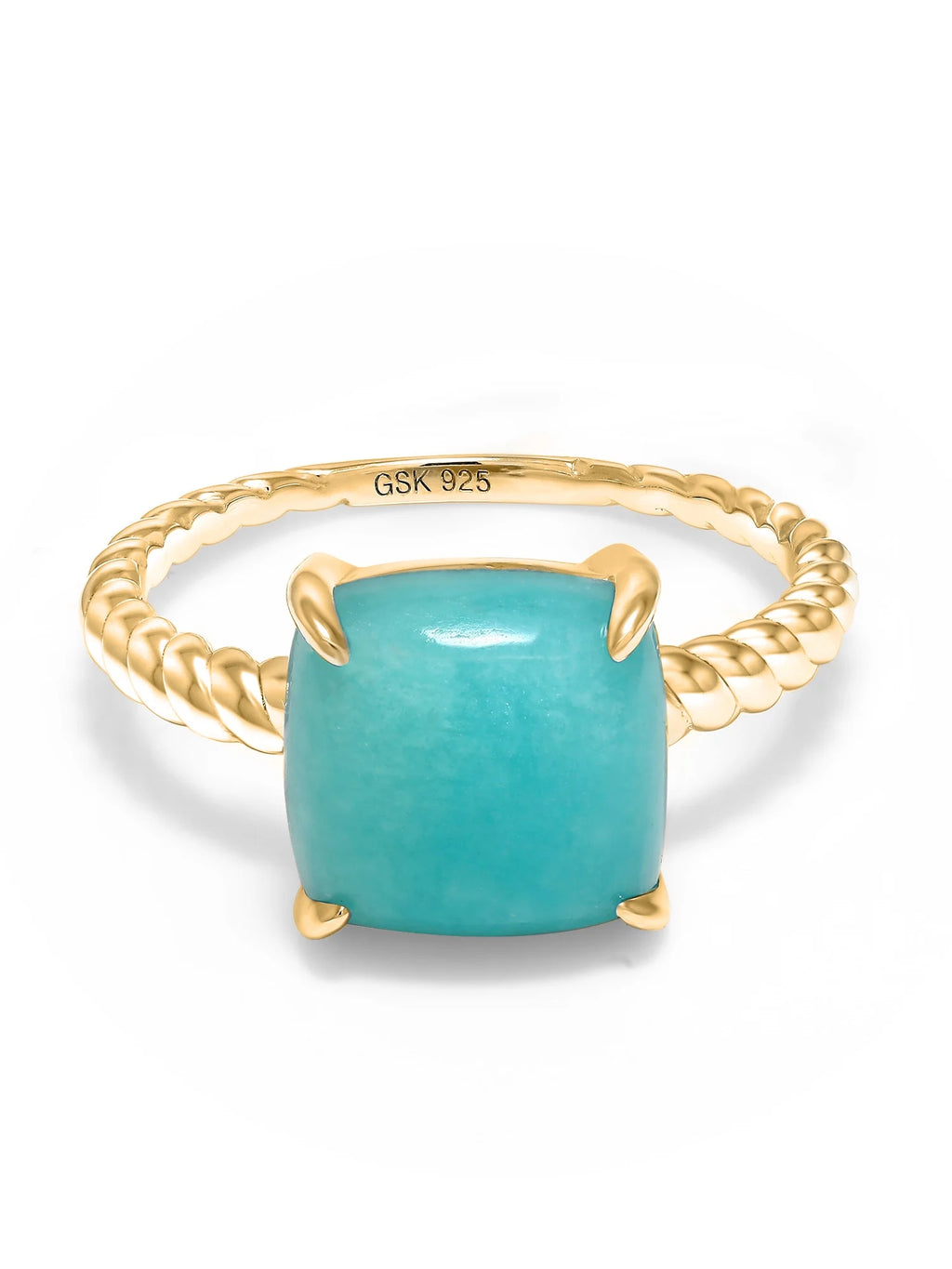 18K Yellow Gold Plated Silver Sleeping Beauty Turquoise Ring C277