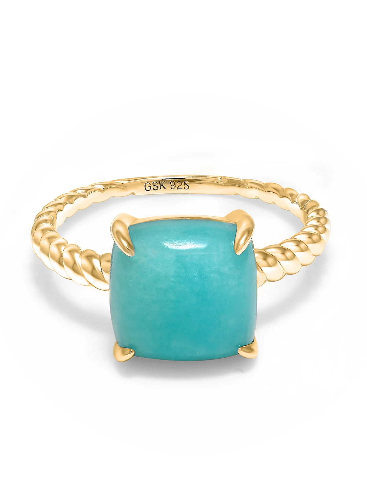 18K Yellow Gold Plated Silver Sleeping Beauty Turquoise Ring C277