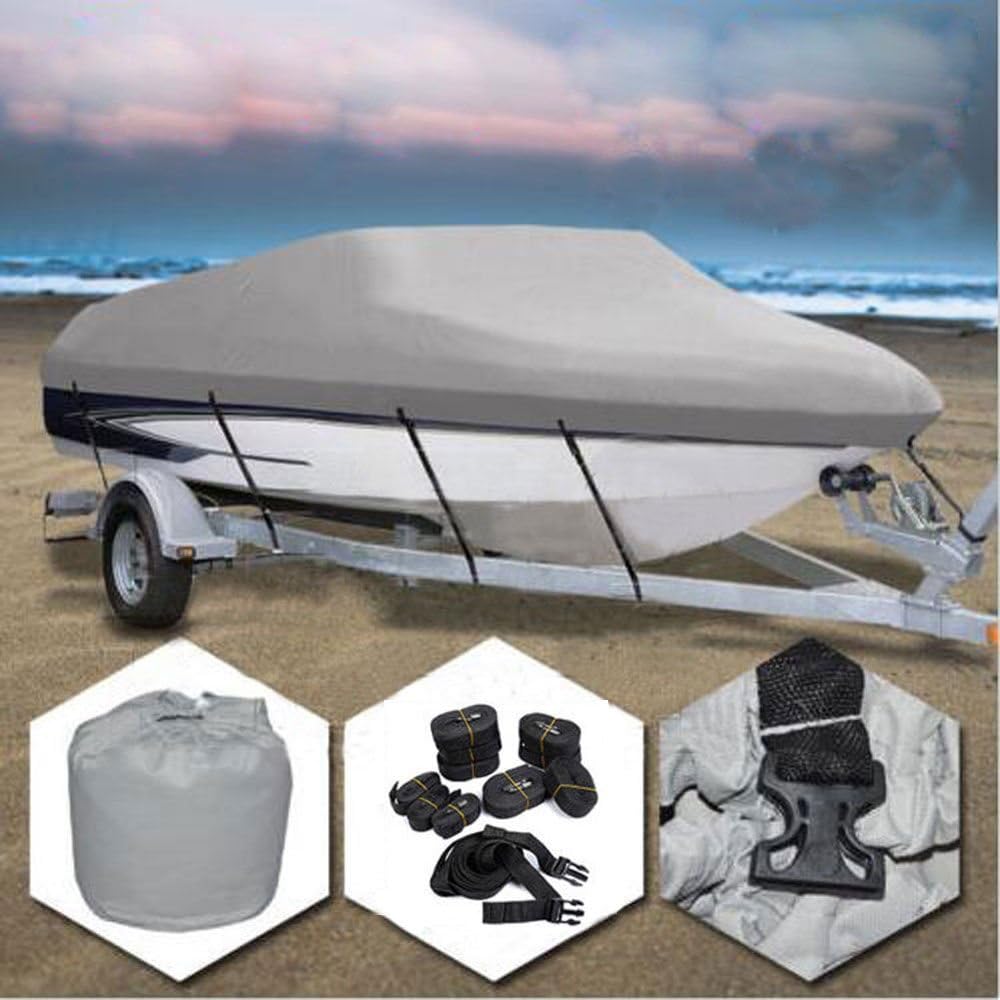 Grey 600D Oxford Fabric Waterproof Boat Cover with Carrying Bag N921