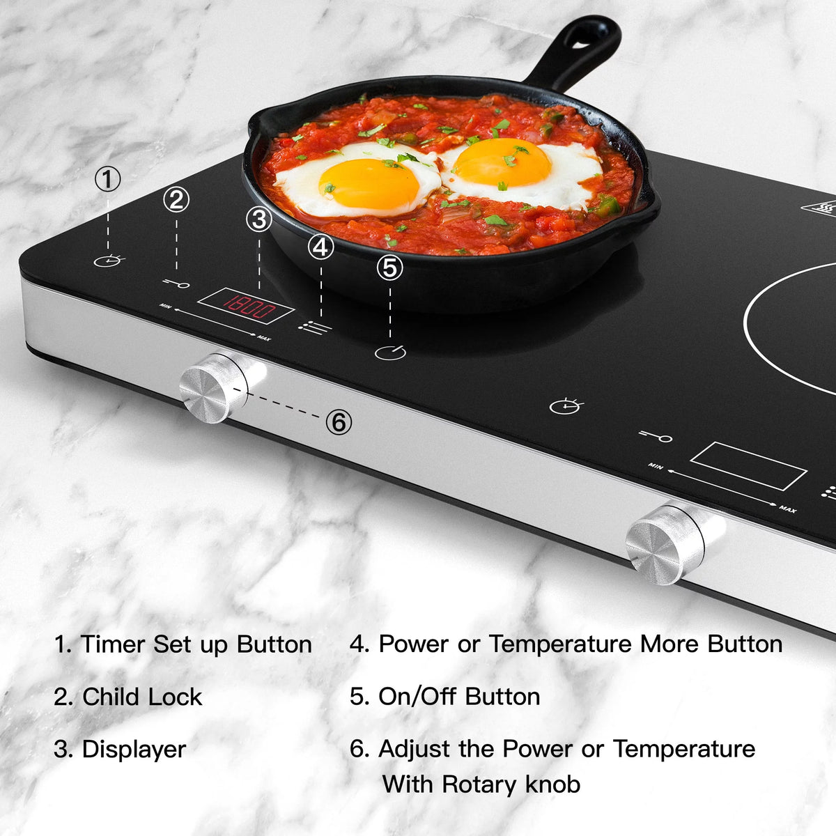 1800W Double Burner Electric Induction Cooktop O500907