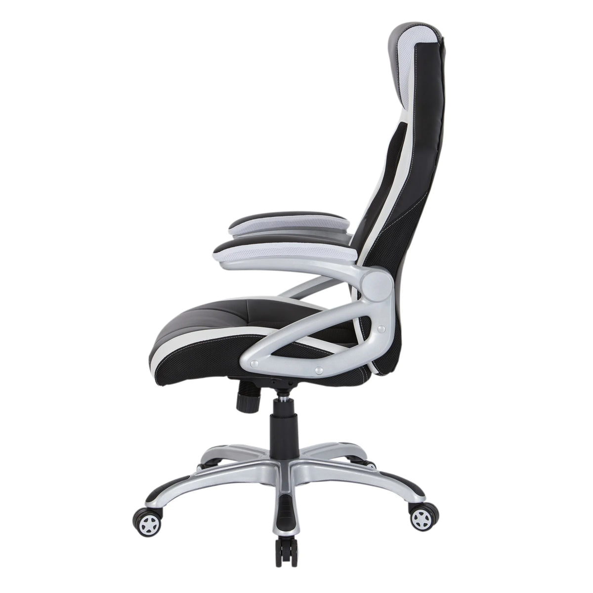 Black Chair with White Trim and Silver Base V4350
