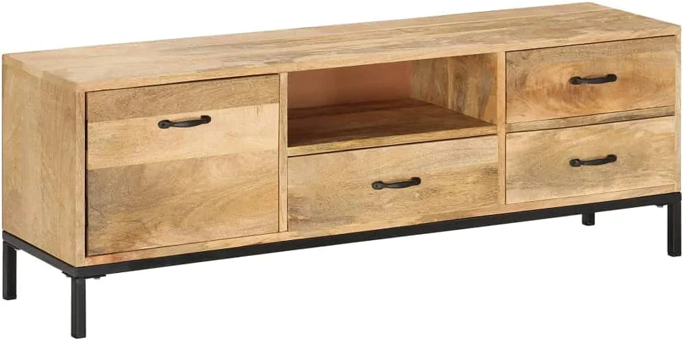 Solid Mango Wood TV Stand with Iron Tube Legs B719