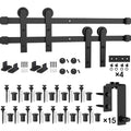 18ft Double Bypass Sliding Barn Door Hardware Kit Black Finish N8101