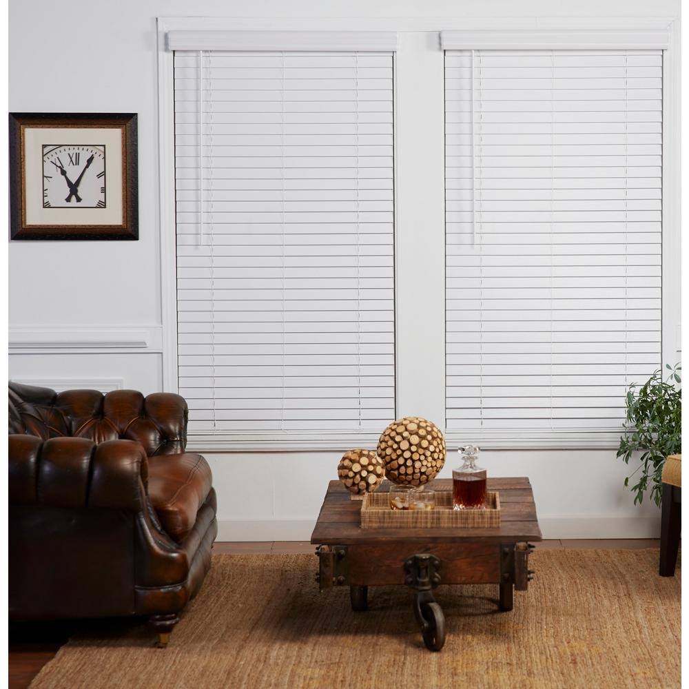 White 2in Cordless Faux Wood Blind G3995