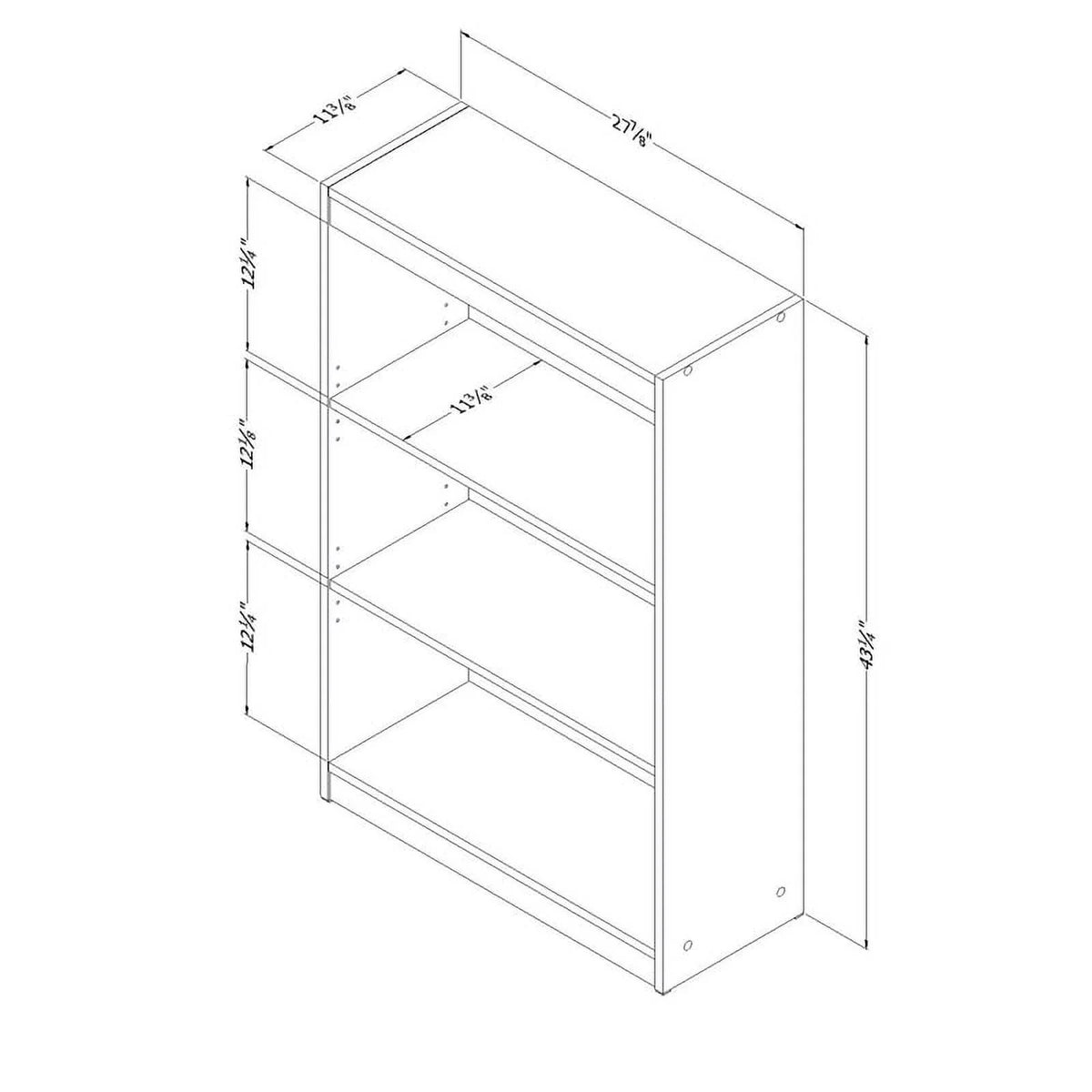 Small Desk with Drawers and 3-Shelf Bookcase Set in Pure White C3342