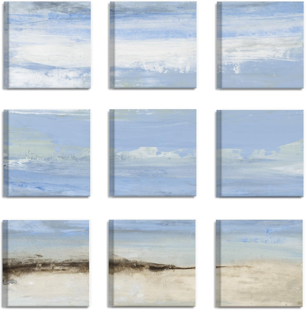 Abstract Beach Seascape 9 pc Wall Art Set E9371