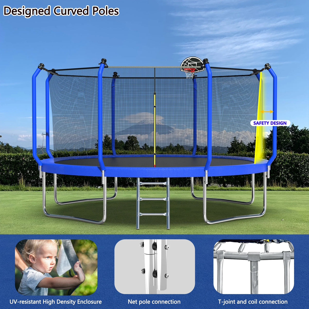14FT Trampoline with Enclosure and Ladder R452