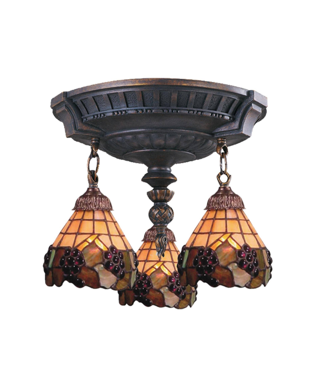 Aged Walnut 3 Light Semi Flush Y4017