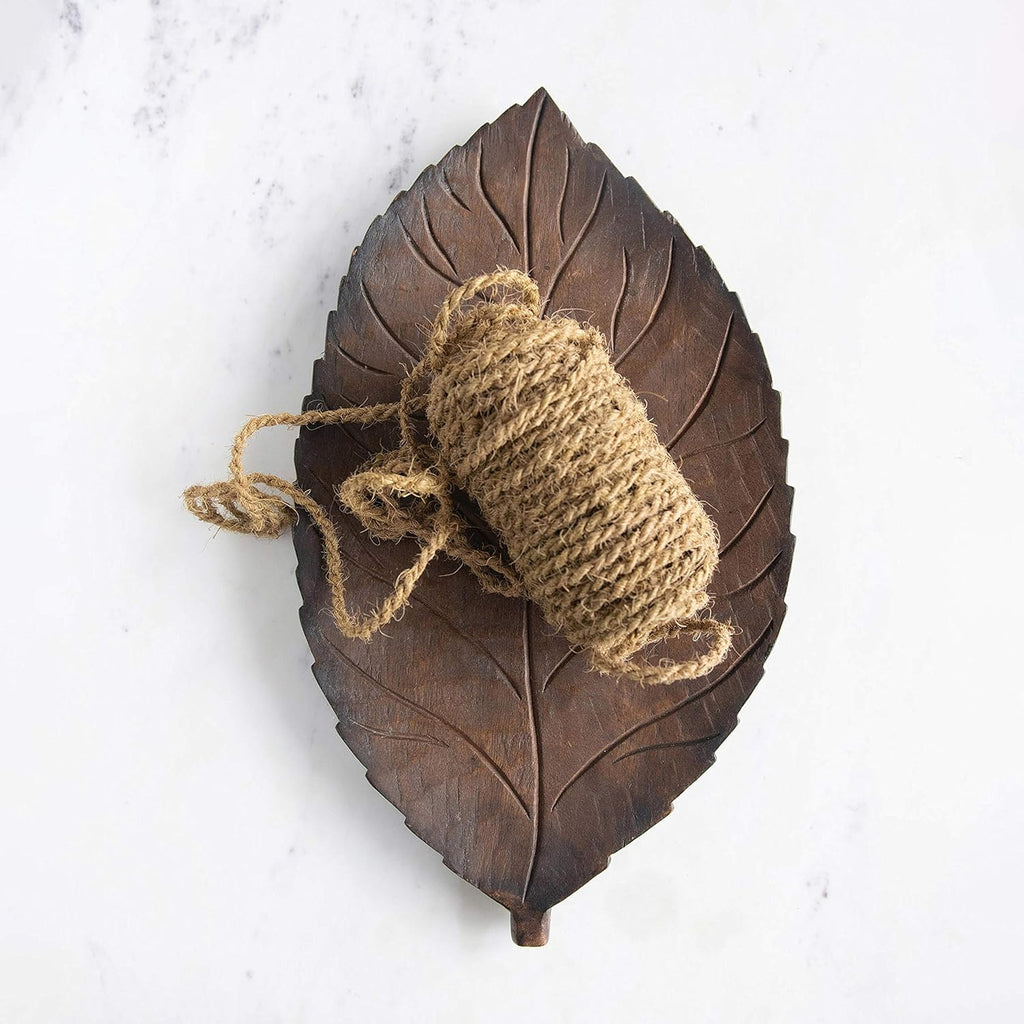Hand-Carved Mango Wood Leaf Tray, Brown Pack of 2 A2446