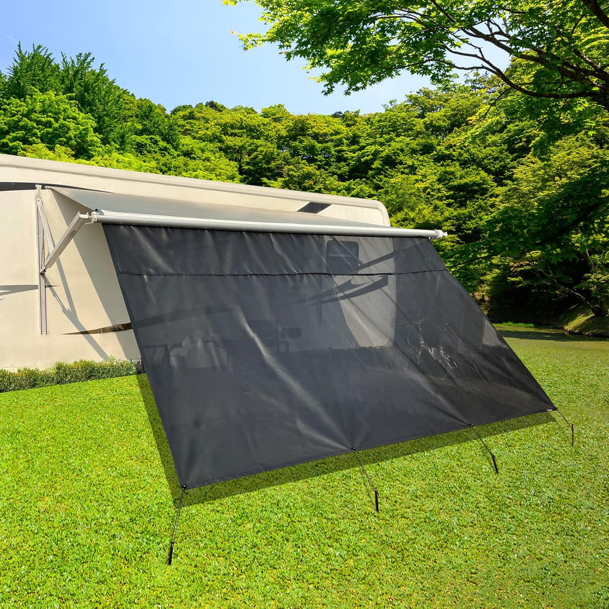 RV Awning Shade Screen with Zipper 9'X15'3'' O383