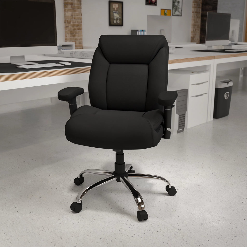 Big & Tall 400 lb. Rated Black Fabric Tufted Swivel Ergonomic Office Chair Y7249