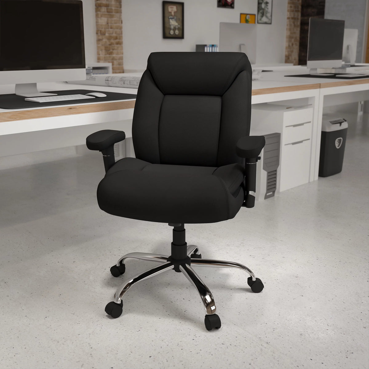 Big & Tall 400 lb. Rated Black Fabric Tufted Swivel Ergonomic Office Chair Y7249