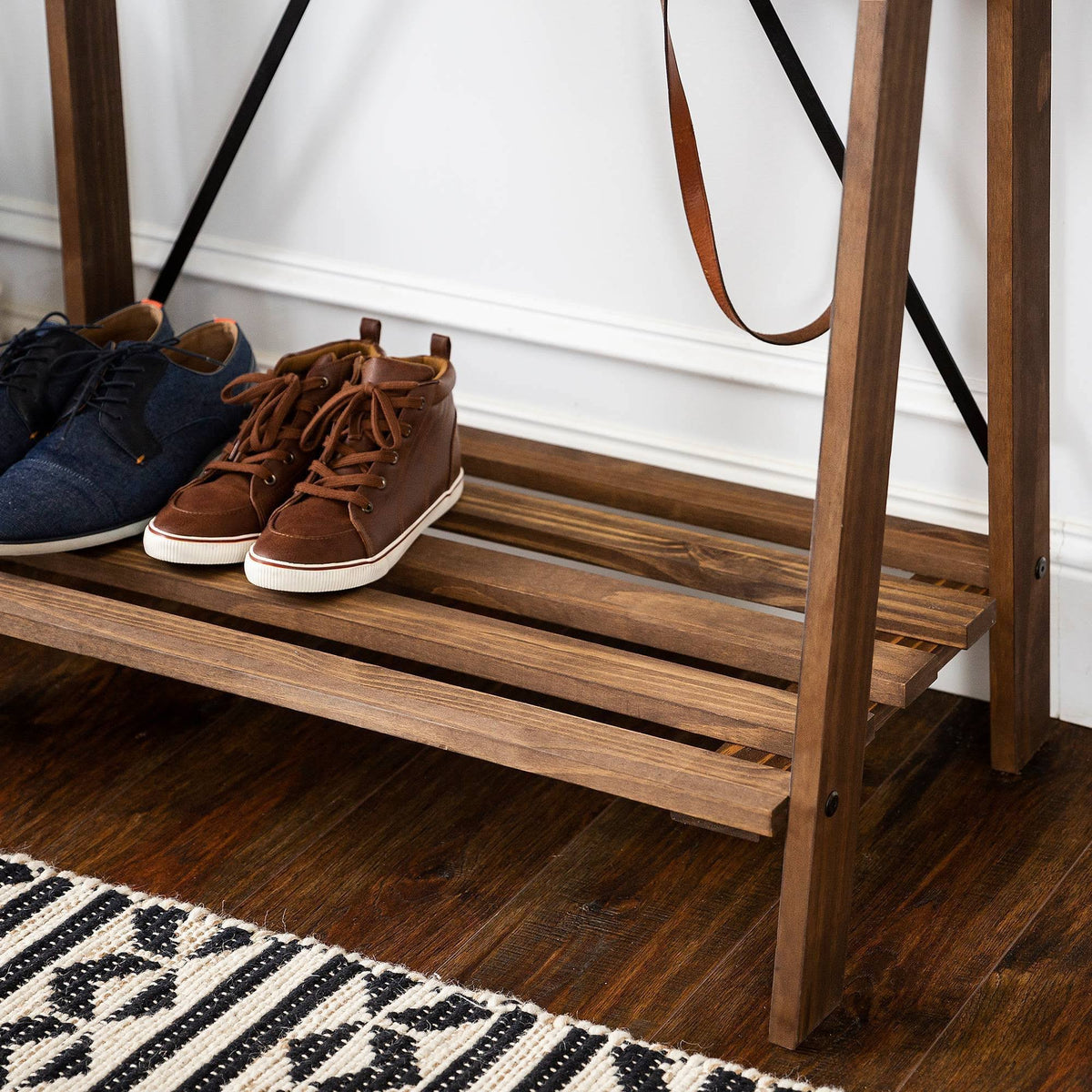 Brown Solid Wood Hall Tree E285