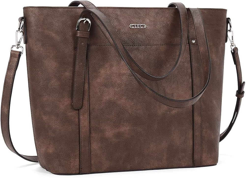 Vintage Leather Large Work Briefcase Tote Shoulder Bag P1911