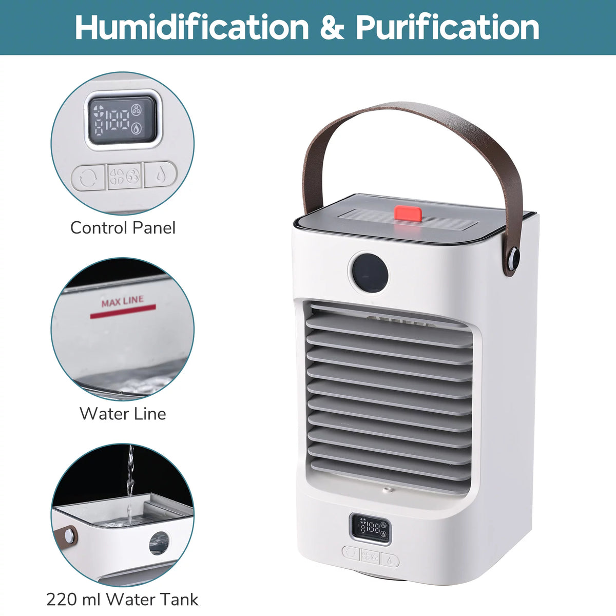 Portable Tabletop Air Cooler Fan with LED Light H852854
