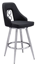 Black Faux Leather Bar Height Barstool I20114