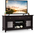 Wood TV Stand with 3 Drawers & 2 Shutter Door Cabinets (Brown) C45497